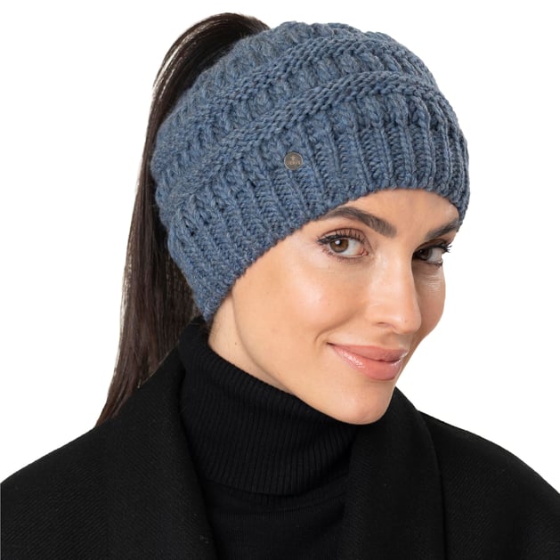 Knit Alpaca Beanie with Ponytail Hole by Lierys --> Shop  display picture 1