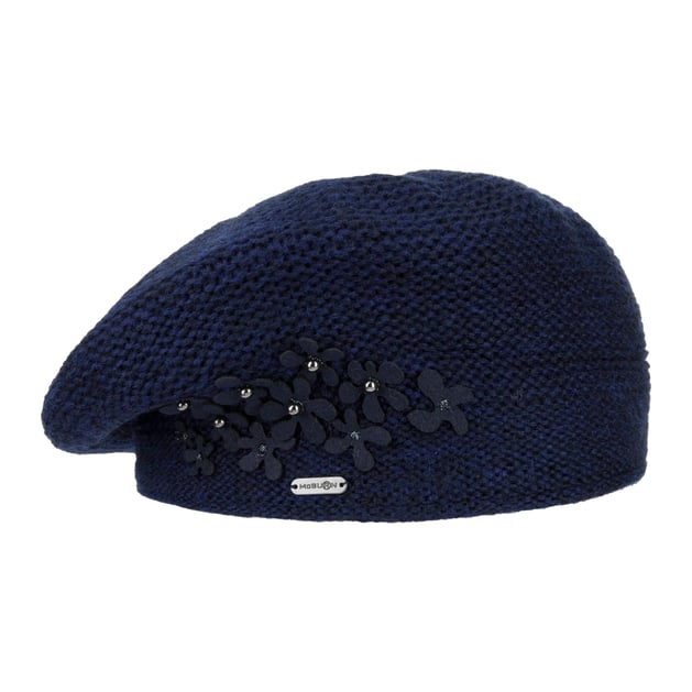 Women\'s French Style Flower Knitted Embroidery Beret Hats Navy Blue womens vintage floral beret elegant french painter hat - Temu main image 4