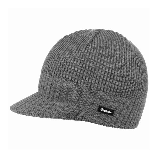 Kuyou Knitted Hat With Visor - Men's Winter Beanie Cap, Fleece Lined, Gray One Size Fits All (56-62cm)